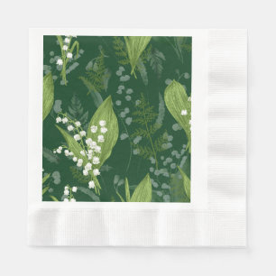 Lily of Valley mit Ferns   Dunkelgrün Serviette