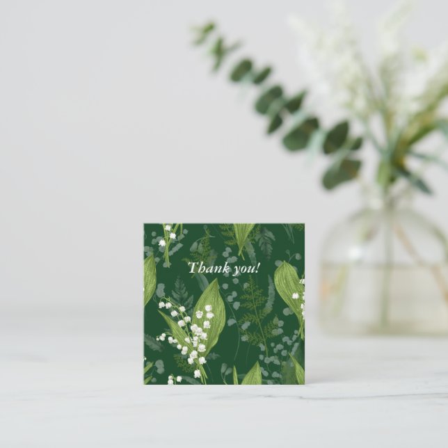 Lily of Valley mit Ferns | Dunkelgrüne Blank insd Mitteilungskarte (Stehend Vorderseite)