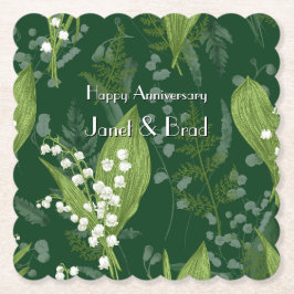 Lily of Valley mit Ferns | Dunkelgrüne Gewohnheit Untersetzer