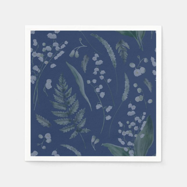 Lily of Valley mit Ferns | Light Blue Napkins Serviette (Vorderseite)