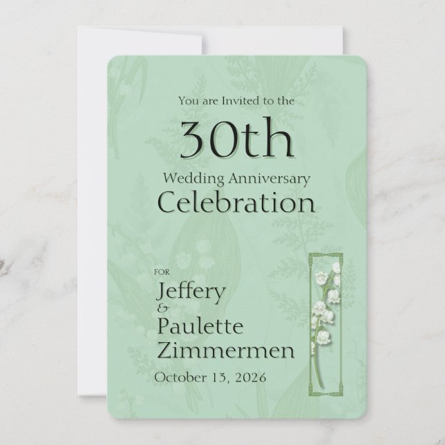 Lily of Valley mit Ferns | Sage Green Custom Einladung (Vorderseite)