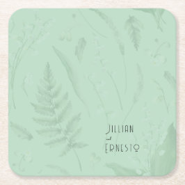 Lily of Valley mit Ferns | Weichgrüne Anwendung Rechteckiger Pappuntersetzer