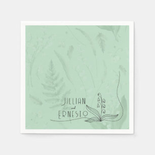 Lily of Valley mit Ferns   Weichgrüne Anwendung Serviette