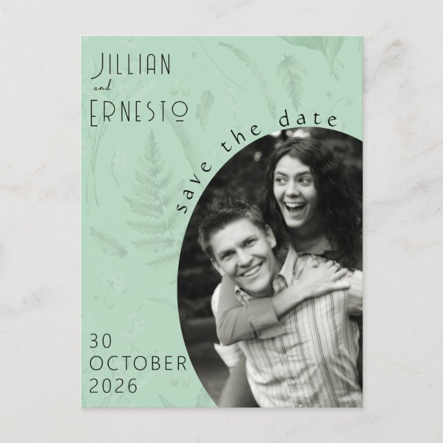 Lily of Valley | Weichgrünes Foto Save the Date Postkarte (Vorderseite)