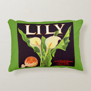 Lily-orange-Krate-Etikett der 1930er Jahre Dekokissen