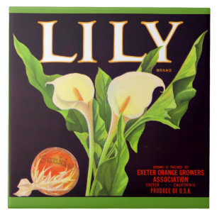 Lily-orange-Krate-Etikett der 1930er Jahre Fliese