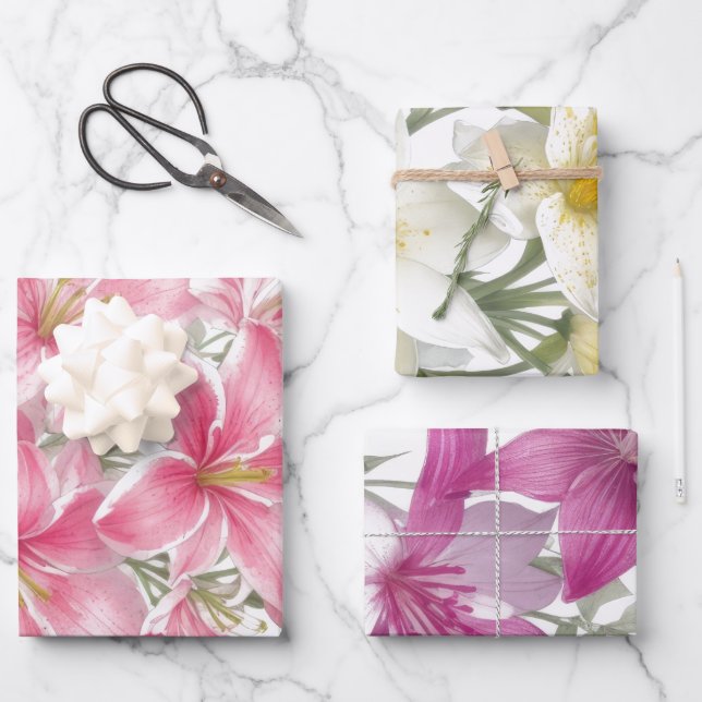 Lily Oriental Blume Geschenkpapier Set (Vorderseite)