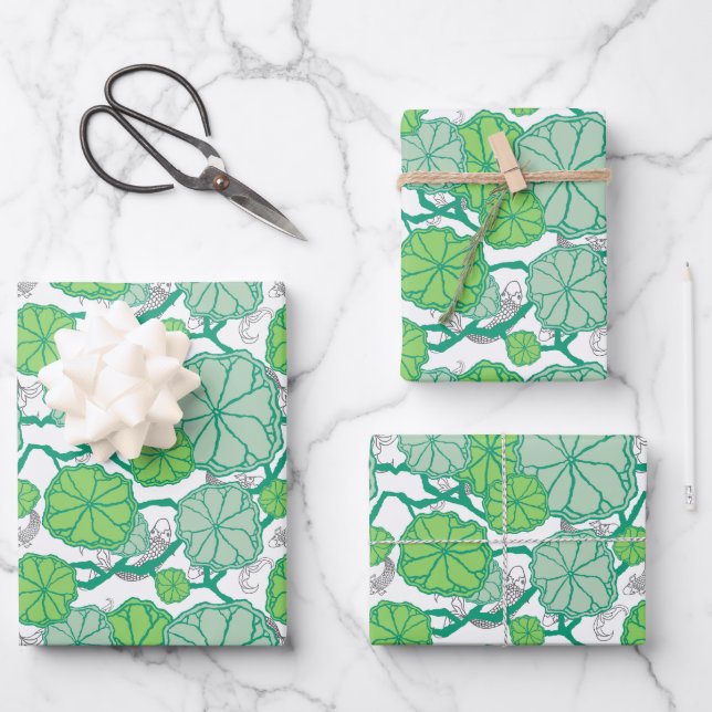 Lily Pad Japanese Garden Geschenkpapier Set (Vorderseite)