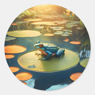 Lily Pad King – Frosch-Wildlife-Art-Klassiker rund Runder Aufkleber