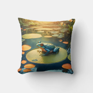Lily Pad King – Frosch-Wildlife-Art-Wurfkissen Kissen