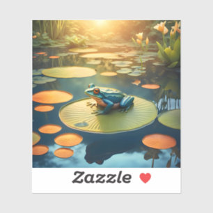 Lily Pad King – Frosch-Wildlife-Kunst Quadrat-Viny Aufkleber