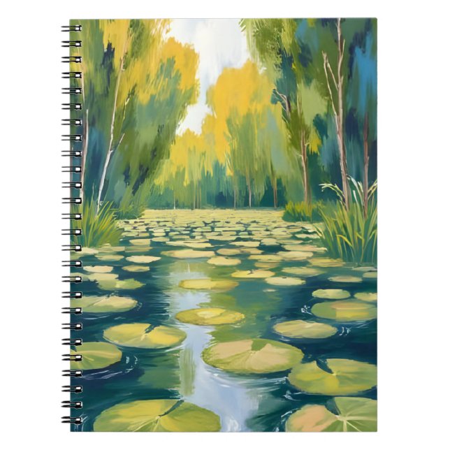 Lily Pad Pond | Green Watercolor Nature Notizblock (Vorderseite)