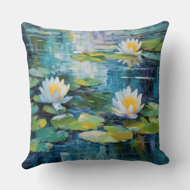 Lily Pad Pond Throw Kissen (Rückseite)