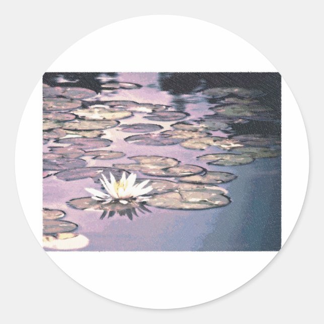 Lily Pads Zeichnend Runder Aufkleber (Vorderseite)
