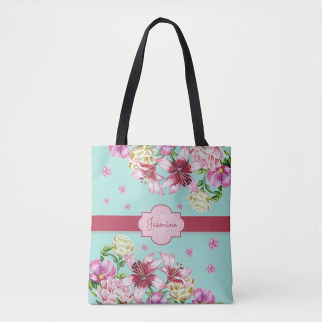 Lily & Peony Floral Aqua (Vorderseite)