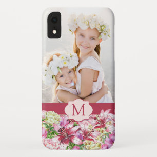 Lily Peony Floral Monogram Foto Case-Mate iPhone Hülle