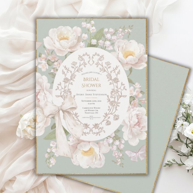 Lily Peony Floral Vintage Bridal Shower Einladung (Von Creator hochgeladen)