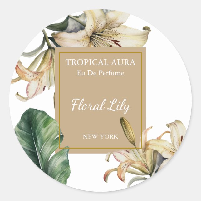 Lily Perfume Label Runder Aufkleber (Vorderseite)