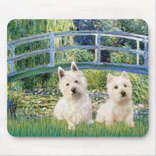 Lily Pond Bridge - Westies (zwei) Mousepad