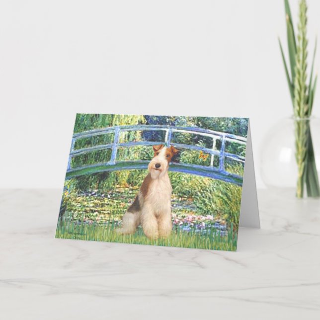 Lily Pond Bridge - Wire Fox Terrier 3 Karte (Vorderseite)