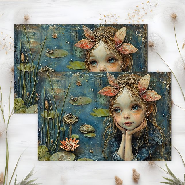 LILY POND FAIRY DECOUPAY SEIDENPAPIER (LILY POND FAIRY DECOUPAGE TISSUE PAPER)