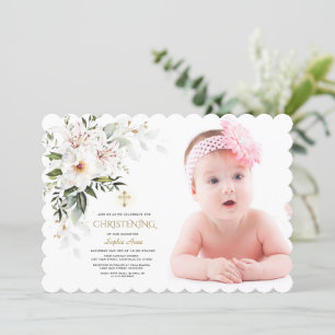 Lily Rose Foto Girl Christening Einladung