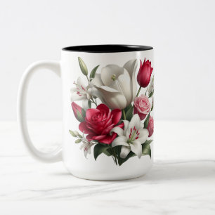 Lily und Rose Zwei-Tone-Kaffee-Tasse, 15 oz Zweifarbige Tasse