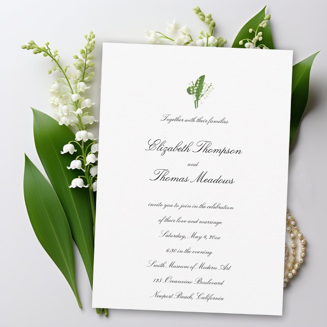 Lily Valley informelle Elegant Hochzeit Einladung (lily of the valley wedding invitation informal non traditional casual elegant art unique original)