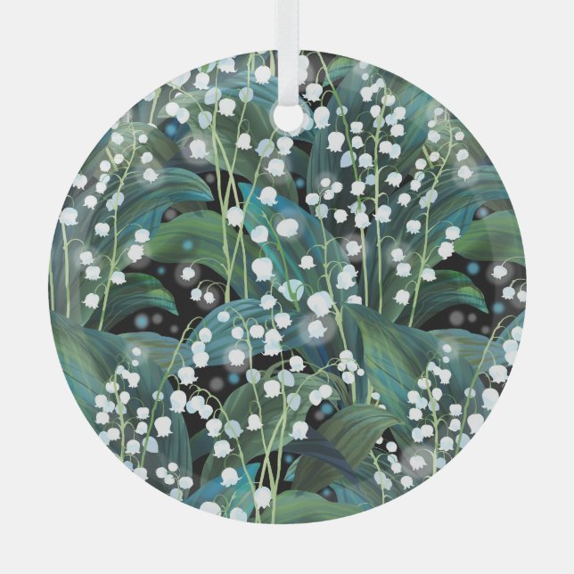 Lily Valley Seamless Muster Hintergrund Ornament Aus Glas (Vorderseite)