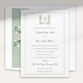 Lily Valley Wappen Calligraphy Formal Wedding Einladung