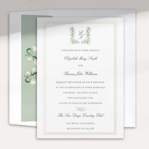 Lily Valley Wappen Calligraphy Formal Wedding Einladung