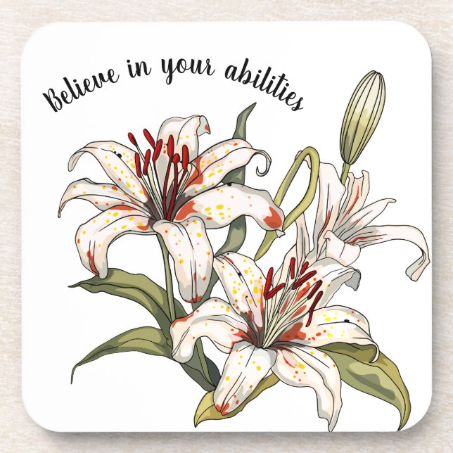 Lily. Vertraue dir selbst! Glauben Sie an Ihre Fäh Getränkeuntersetzer (Vorderseite)