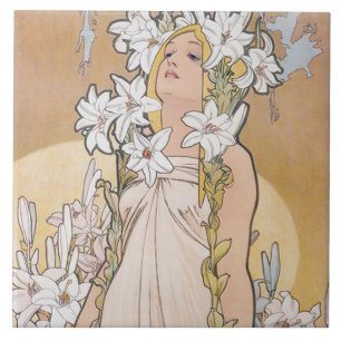 Lily (vier Blume), Alphonse Mucha Fliese