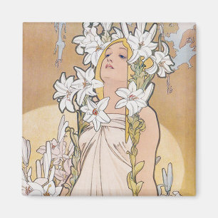 Lily (vier Blume), Alphonse Mucha Magnet
