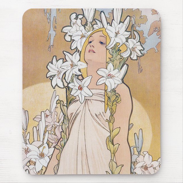 Lily (vier Blume), Alphonse Mucha Mousepad (Vorne)