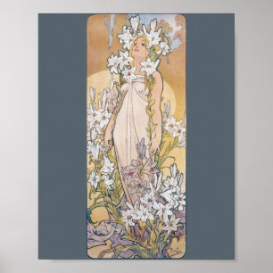 Lily (vier Blume), Alphonse Mucha Poster
