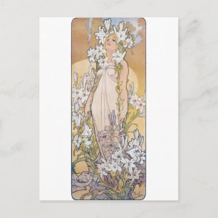 Lily (vier Blume), Alphonse Mucha Postkarte