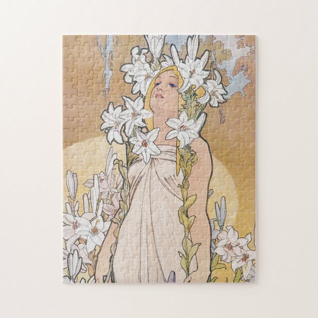 Lily (vier Blume), Alphonse Mucha Puzzle (Vertikal)