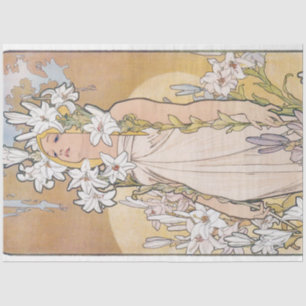 Lily (vier Blume), Alphonse Mucha Seidenpapier