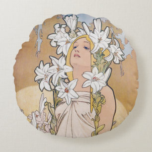 Lily (vier Blume), Alphonse Mucha Throw Kissen