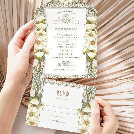 Lily Vintage Wedding All in One Invitation Mucha Einladung