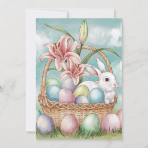 Lily Watercolor & Pastel Eggs mit Bunny Feiertagskarte