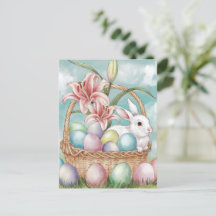 Lily Watercolor & Pasteleier mit Bunny in Basket