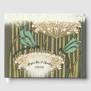 Lilypad Dragonfly Art Deco Wedding Gästebuch