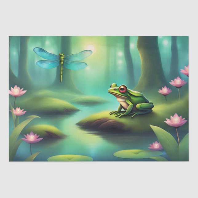 Lilypad Frog Cotagcore Decoupage Seidenpapier (Vorderseite)