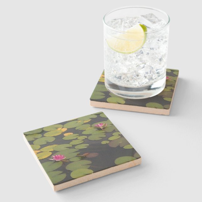Lilypad Pond Painting Monet Steinuntersetzer (Seitenansicht)