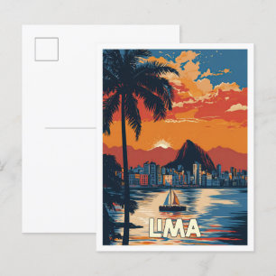Lima Beach Peru Art Vintage Postkarte