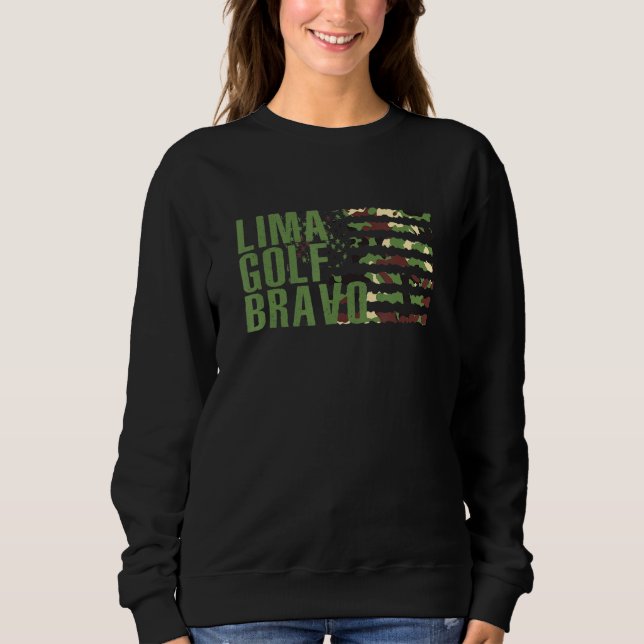 Lima Golf Bravo American Flag Camouflage Sweatshirt (Vorderseite)