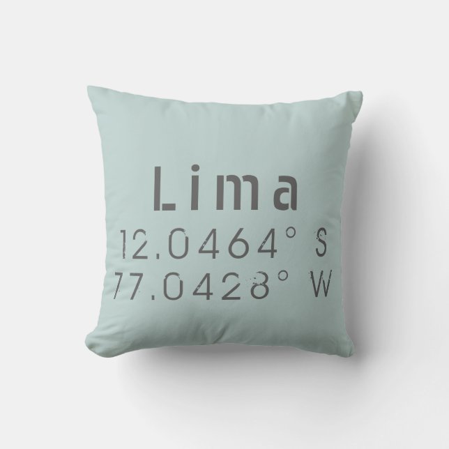 Lima Latitude Länge Kissen (Vorderseite)