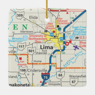 Lima Ohio Karte Keramikornament
